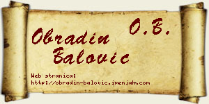 Obradin Balović vizit kartica